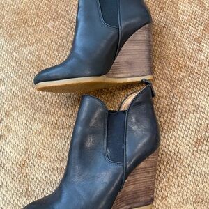 Coach Black Leather Wedge Boots
